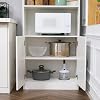 HOMCOM Kitchen Cabinet Kitchen Buffet Tall Cabinet with 2 Shelves and 2 Cabinets Dining Room Cabinet with Adjustable Shelves Microwave Shelf Anti-tilt Strap Country House Style White