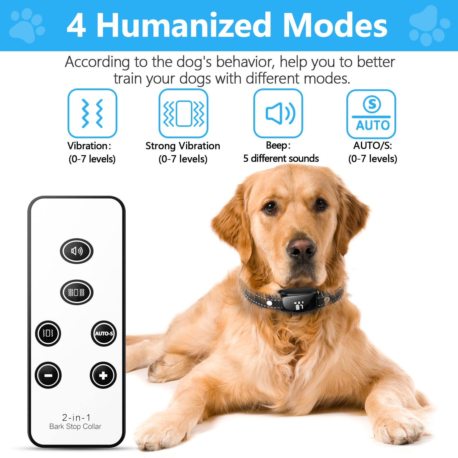 No Shock Anti Bark Collar with Beep Vibration for Dog