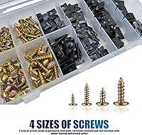 Vista 3 de Juego surtido de 170 tornillos para automóvil, 9 tamaños diferentes de piezas de repuesto de clip de tornillo de tuercas en U, panel decorativo