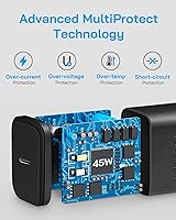 Vista 2 de AISNI Para cargador rápido tipo C de 45 W, bloque de carga rápida USB C con cargador tipo C de 6 pies, cable de carga rápida compatible con Galaxy