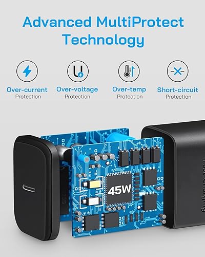 Miniatura 2 de Cargador súper rápido tipo C de 45 W, bloque de carga rápida USB C con cargador tipo C de 6 pies, cable de carga rápida compatible con Samsung G1