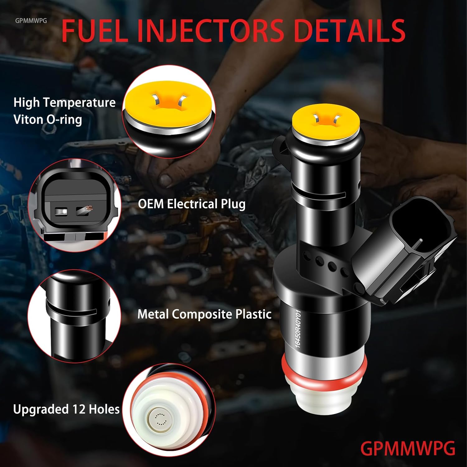 4Pcs Fuel Injectors OE 16450R40Y01 Injector Compatible with Honda Accord 2008-2012 /Civic 2013-2015 /CR-V 2010-2011, for Acura ILX 2013-2015 /TSX 2009-2014 L4 2.4L Gas Automotive Set of 4