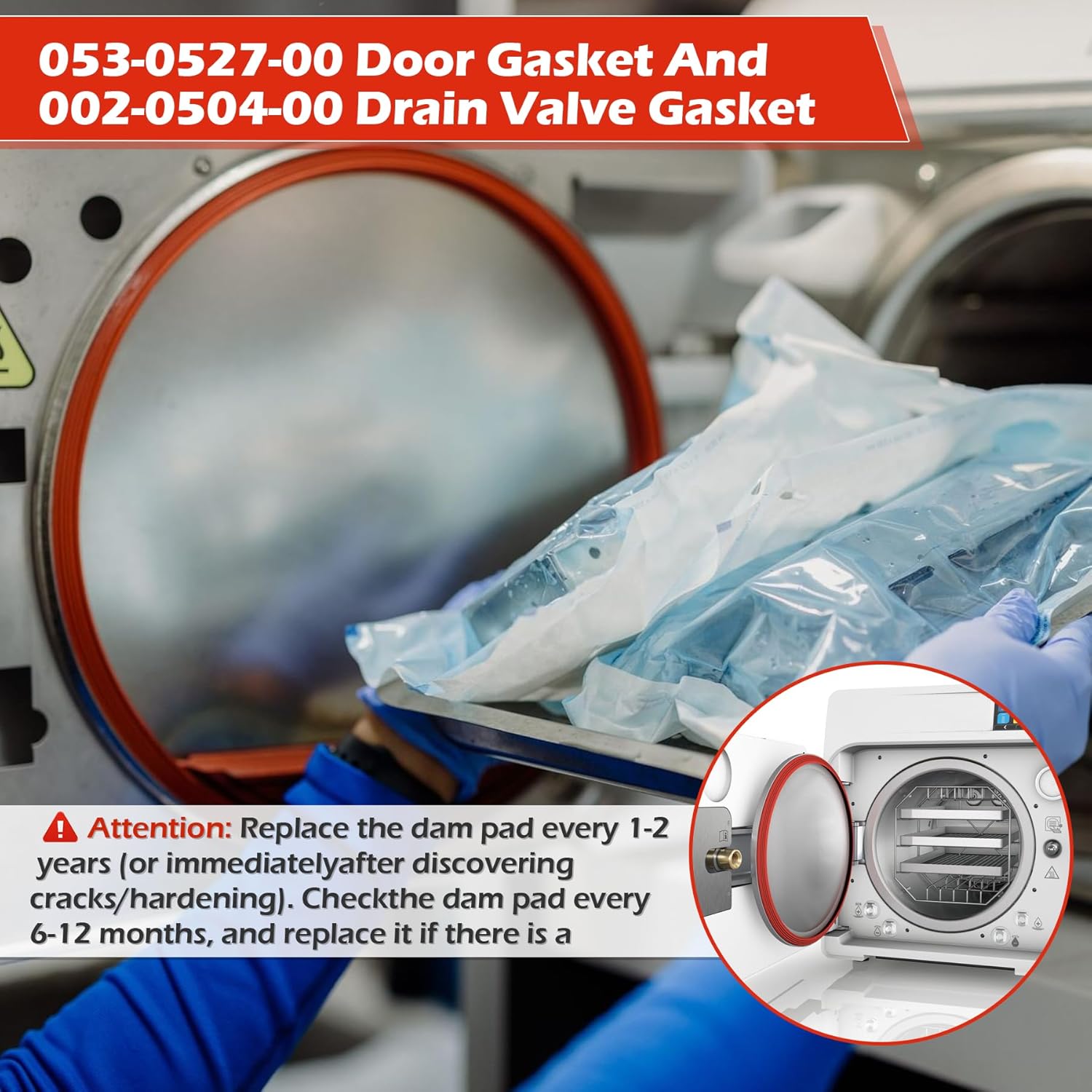 M11 Door Gasket kit is Suitable fits for Midmark M11 Ultraclave and M11D steam Engine Door Sealing kit. Includes Door Gasket # 053-0527-00 Dam gaskets # 002-0504-00-metal Ring Free