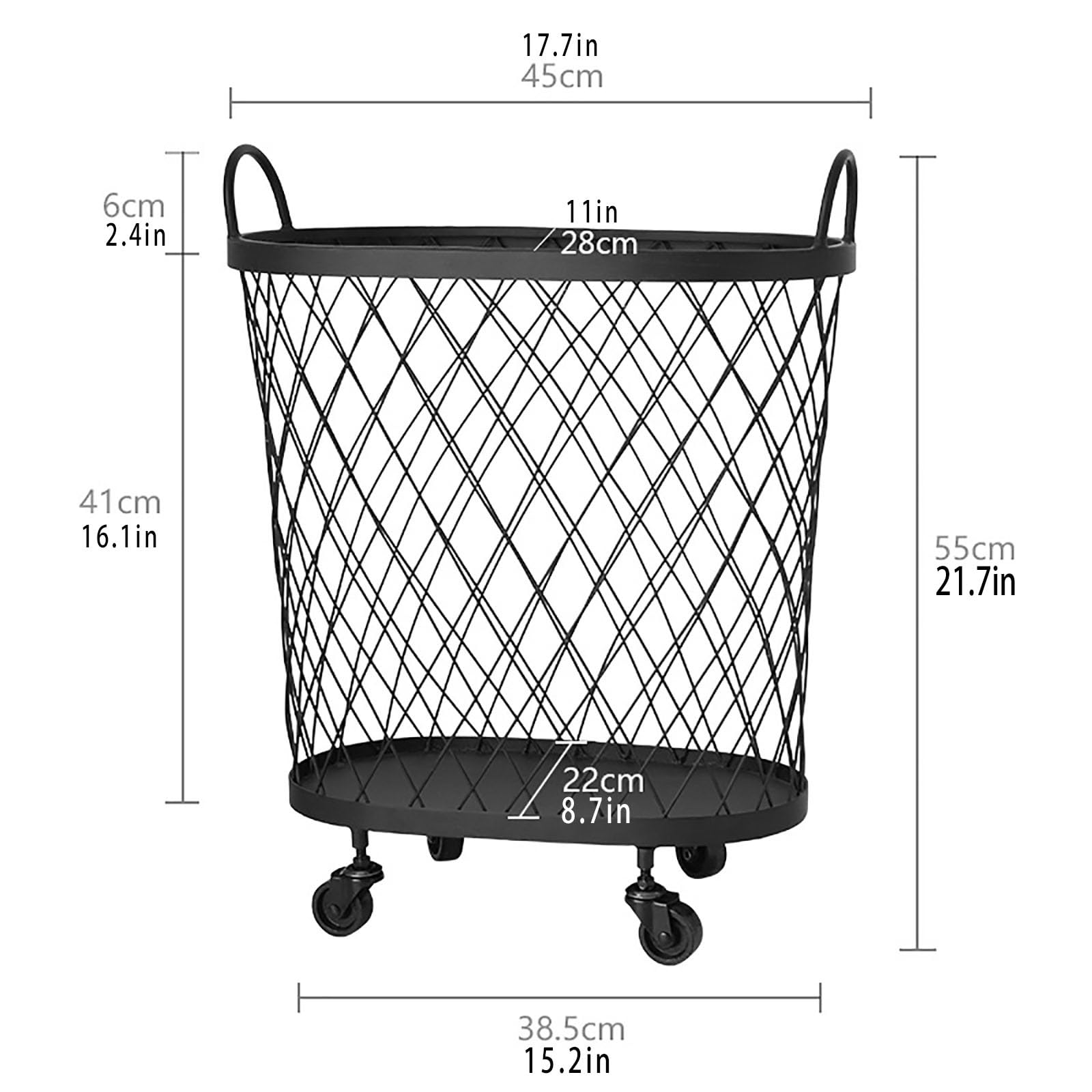 Panier à linge à roulettes en métal, organiseur à linge polyvalent pour tapis de yoga et vêtements, solution de rangement portable pour linge, design durable et élégant