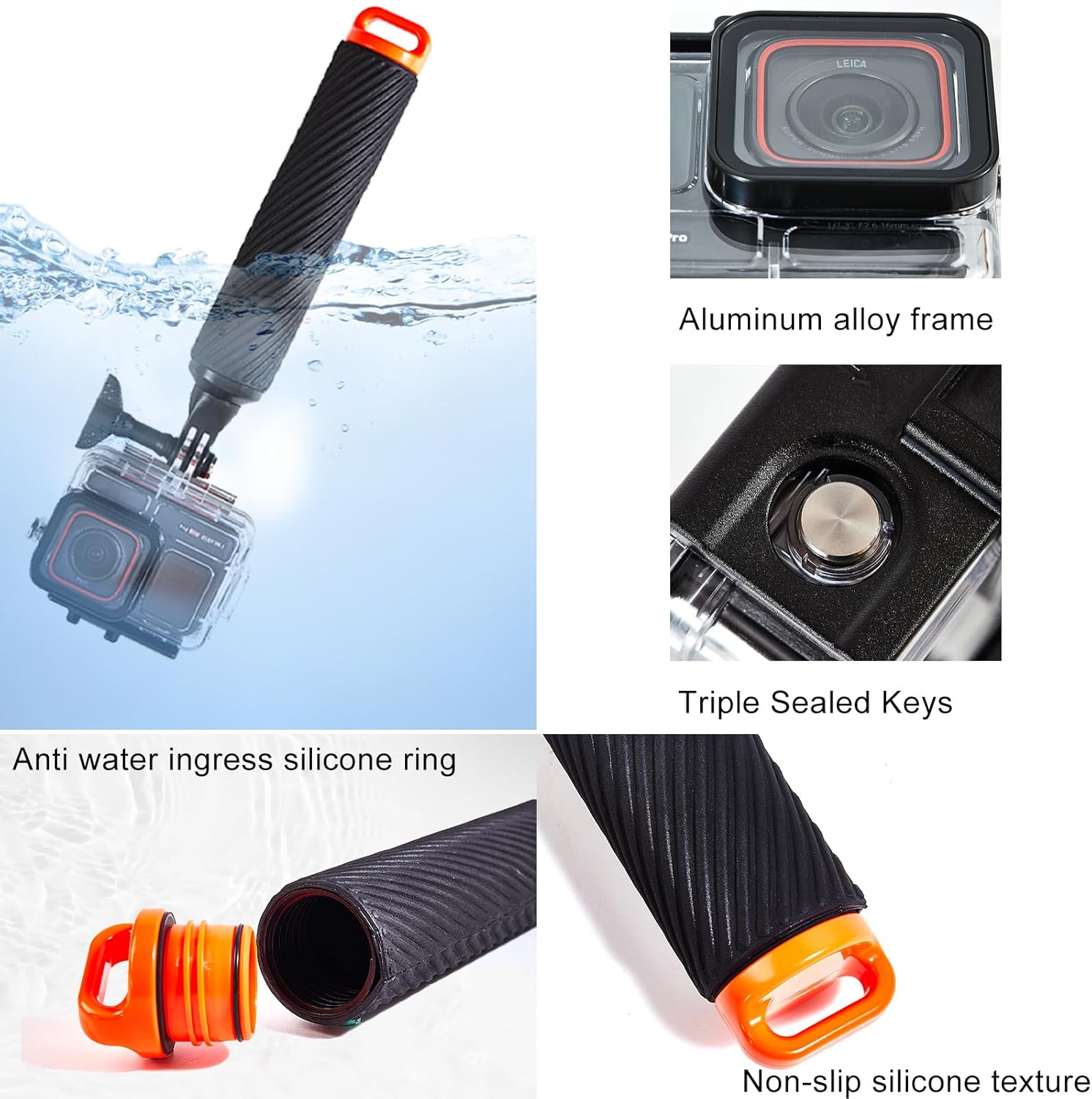 Waterproof Case for Insta 360 Ace Pro with 3 Pack Dive Filters, 196FT/60M Underwater Protective Housing Dive Kit, Professional Action Camera Dive Accessory
