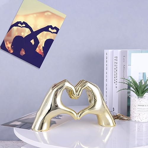 Miniatura 8 de Decoración de manos de corazón dorado, centros de mesa de amor, estatua estética y escultura, sala de estar, dormitorio, estantería, mesa de café,