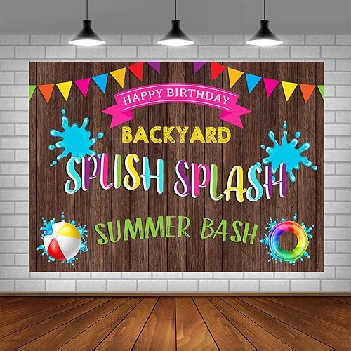 Miniatura 4 de ABLIN Fondo de fiesta de verano de 7 x 5 pies para fiesta de cumpleaños, chapoteo de verano, fiesta de patio, piscina, decoración de fiesta de