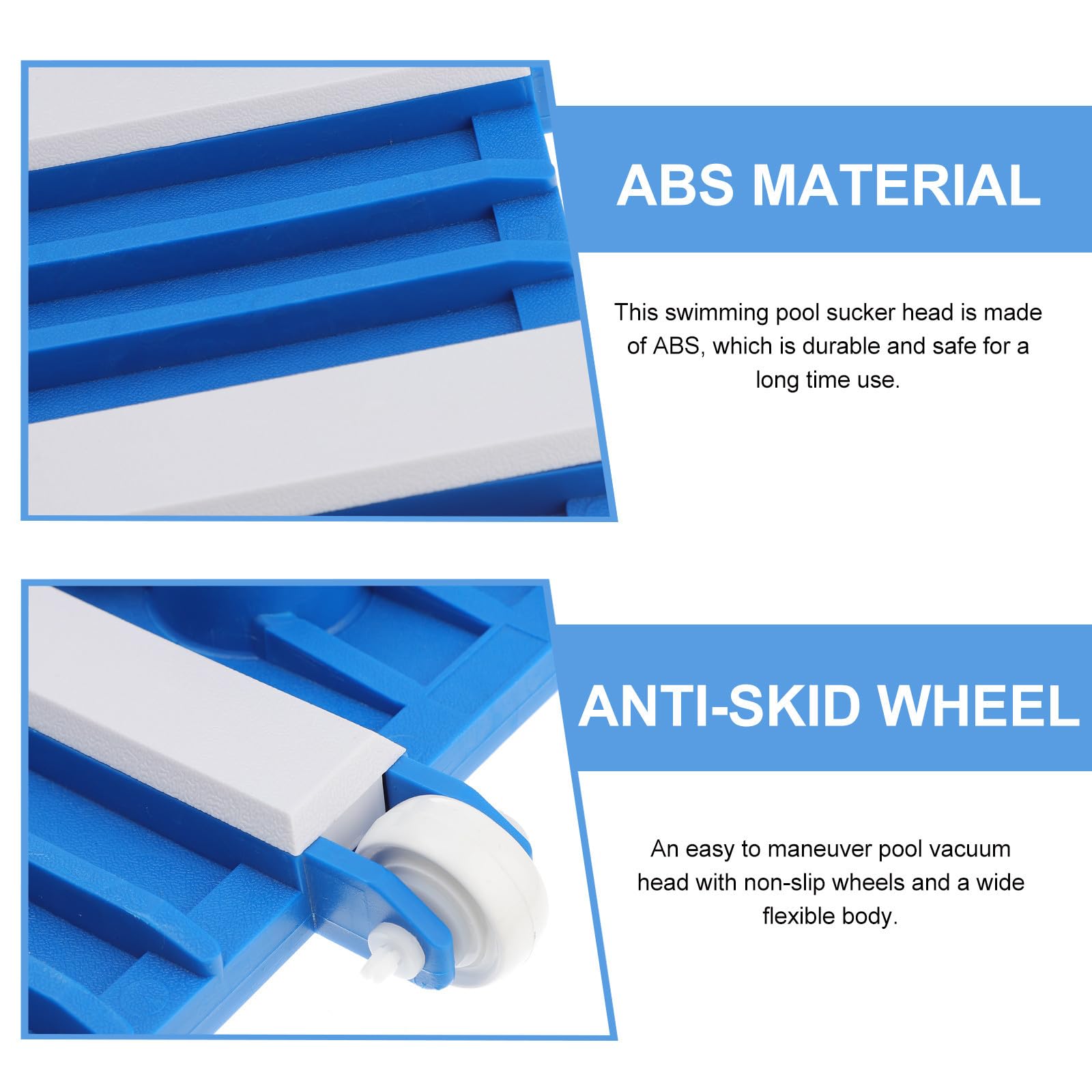 Cabezal de Succión de Piscina Herramienta de Limpieza de Piscinas para Limpieza Interior y Exterior Ruedas Antideslizantes Fácil de Instalar y Material Abs Resistente