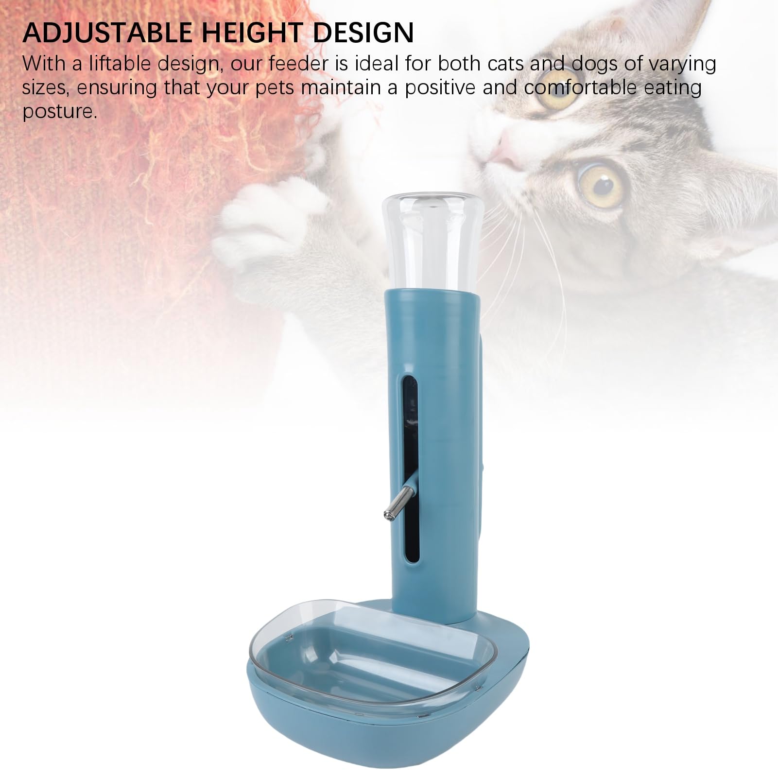 Generic Alimentatore Automatico per Acqua in Piedi per Animali Domestici, Regolabile in Altezza, Tipo Sospeso per Cani, Gatti, Plastica, 9,45x7,68 Pollici (BLUE)