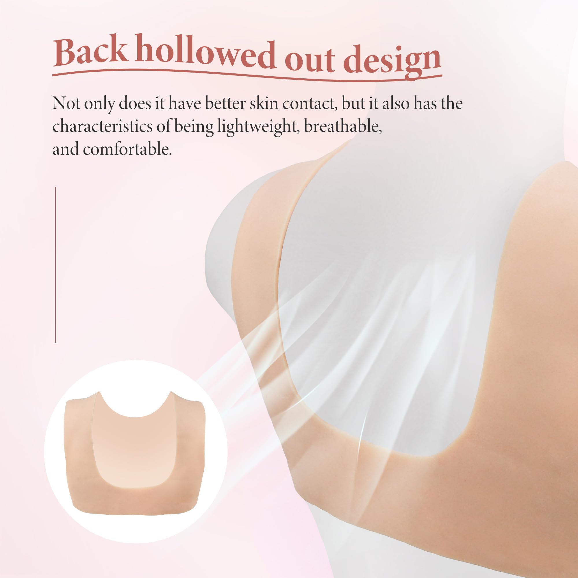 Minaky Faux Seins Silicone Col Rond et Creux Plaques mammaires réalistes pour Cosplay Transgender