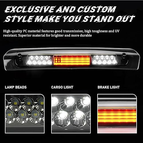 Miniatura 6 de Tercera luz de freno LED para Dodge Ram 1500 2002-2008, para Dodge Ram 2500 3500 2003-2009, lámpara de carga trasera, luz de freno de montaje alto,