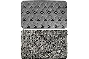 Gorilla Grip Puppy Pads and Chenille Doormat Bundle for Pets