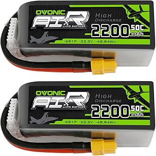 OVONIC 6S Lipo Battery 22.2V 2200mAh 50C Battery with XT60 Connector for RC Airplane Helicopter RC Car Truck Tank Drone Racing Hobby(2 Pack)