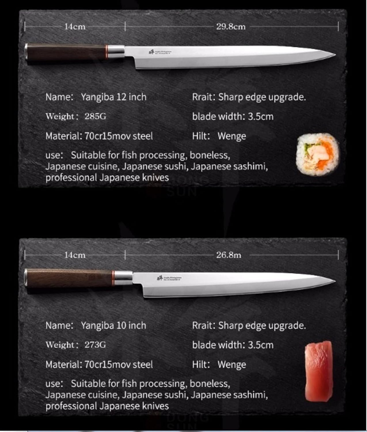 Sashimi knife Yanagiba ​Filleting Knives Sushi imports 70Cr15MoV steel Cleaver Salmon Petty Slicing Peeling(12 inch Left hand)