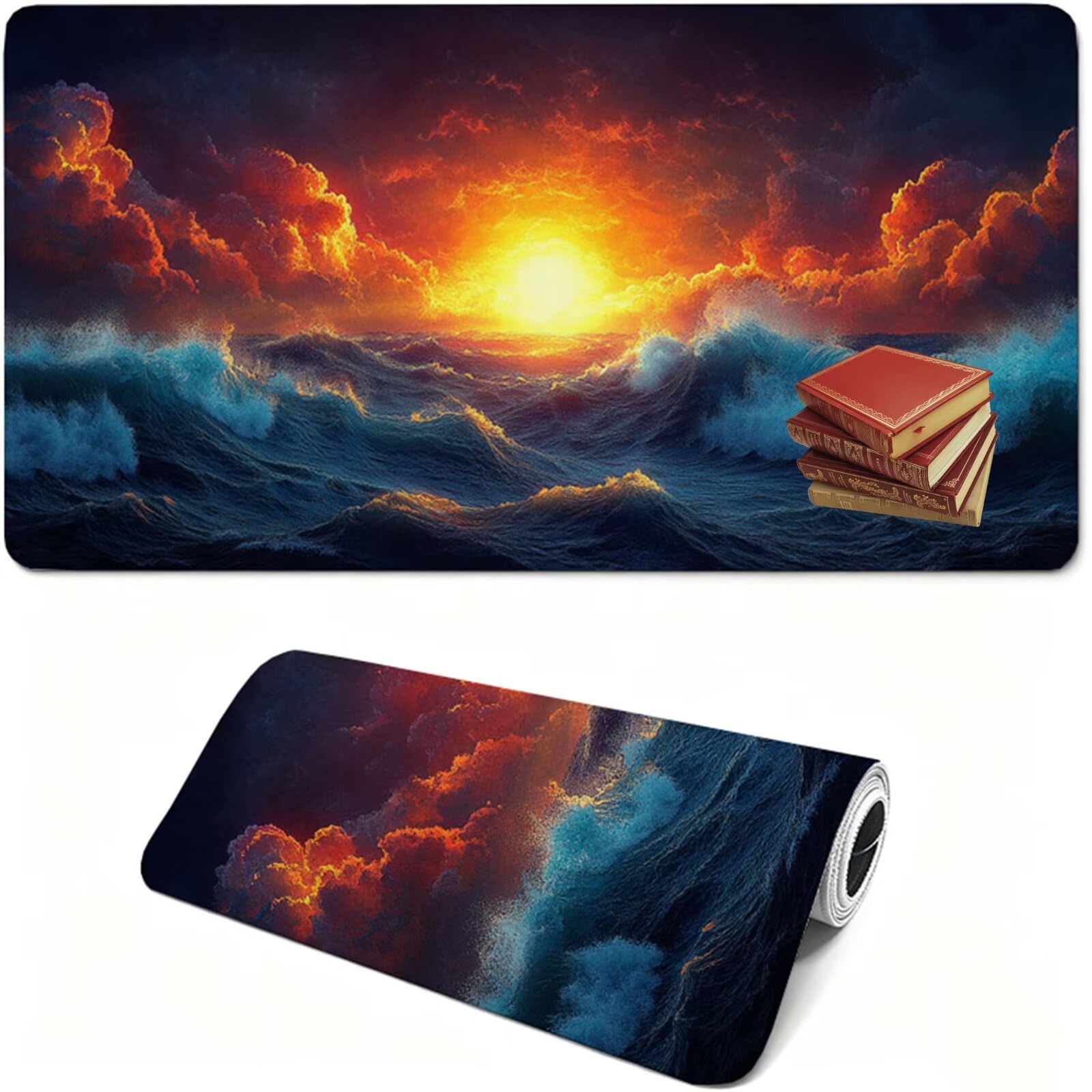 Podkładka pod mysz, 1400 x 600 x 3 mm pomarańczowa podkładka pod mysz, duża podkładka pod mysz do gier z flotą, wodoodporna, teksturowana, odporna na zużycie, zmywalna, do gier, domu i biura XF-46
