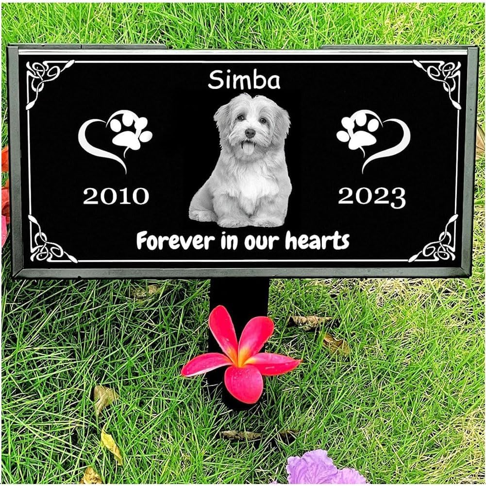 ANGELBB Personalized Granite Memorial Plaques for Outdoors,Temporary Grave Markers for Cemetery for Humans,Headstones for Graves Memorial Garden Stones for Loved (Pray, 12x6 in)