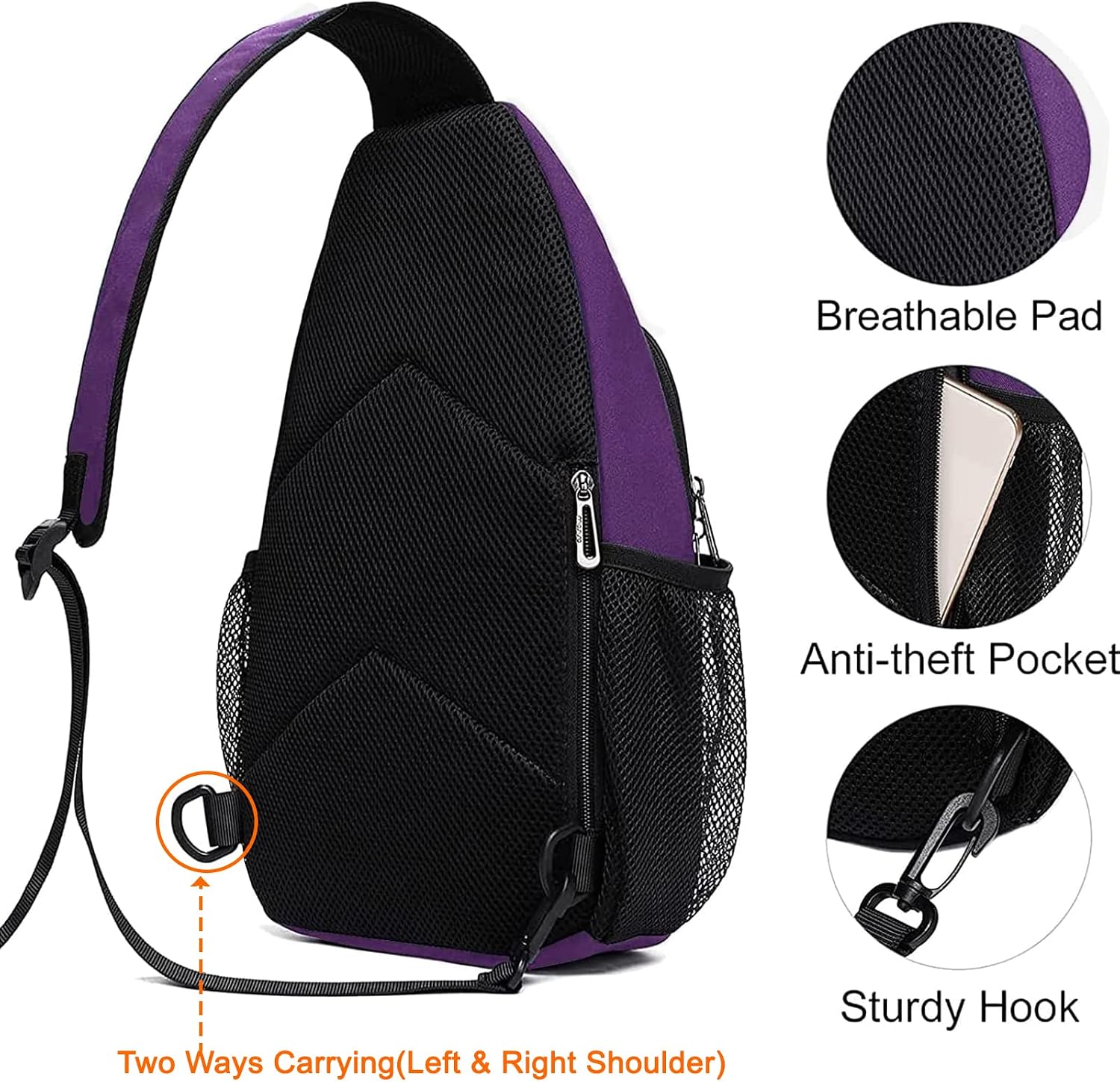MOSISO Sling Backpack, Travel Hiking Daypack Rope Crossbody Shoulder Bag image 5
