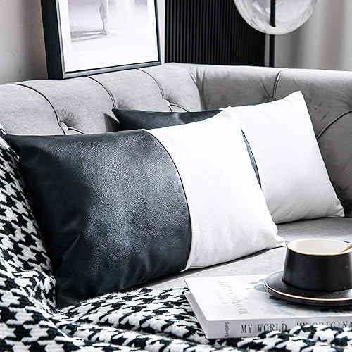 Miniatura 2 de DEZENE - Juego de 2 fundas de almohada de piel sintética