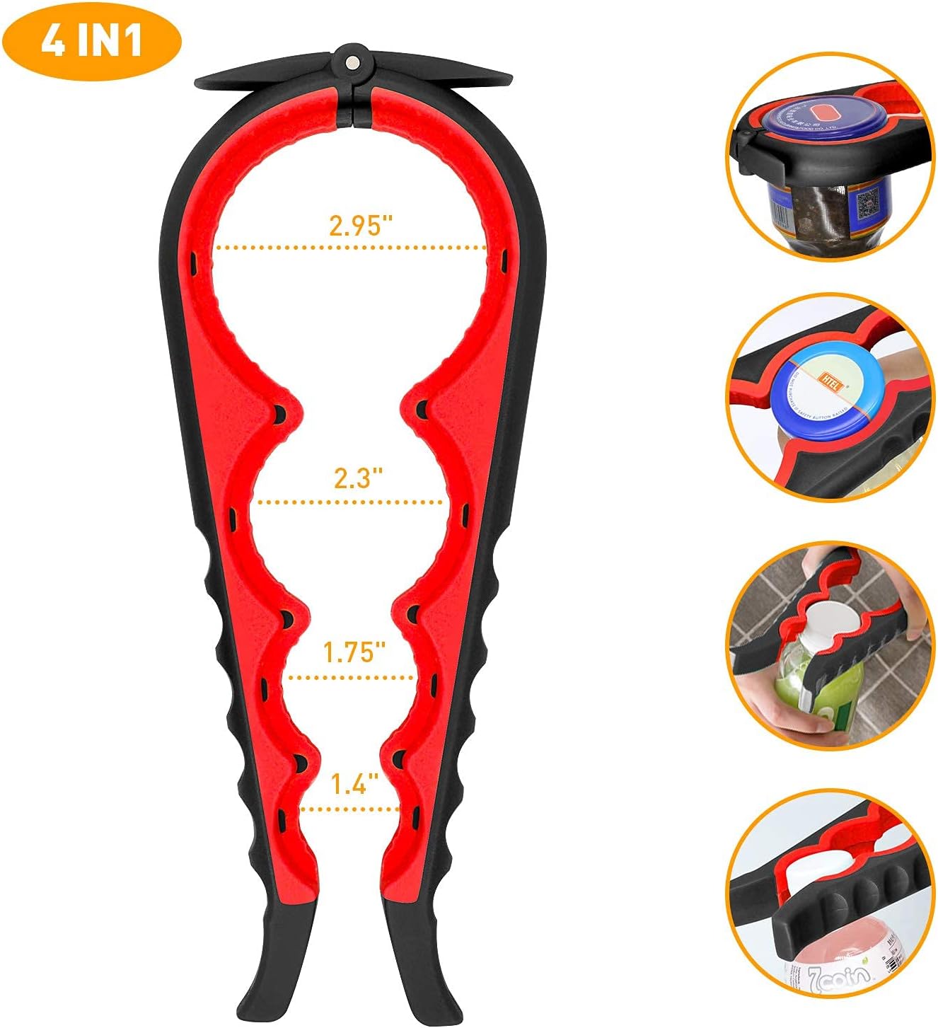 Bottle Opener Jar Openers 5 in 1 Multifunctional Hand Can Openers, Manual Jar Opener Gripper Freely-Stretch Home Kitchen Hand Tools for Seniors with Arthritis, Weak Hands, Children (Blue) (Red) (Red)