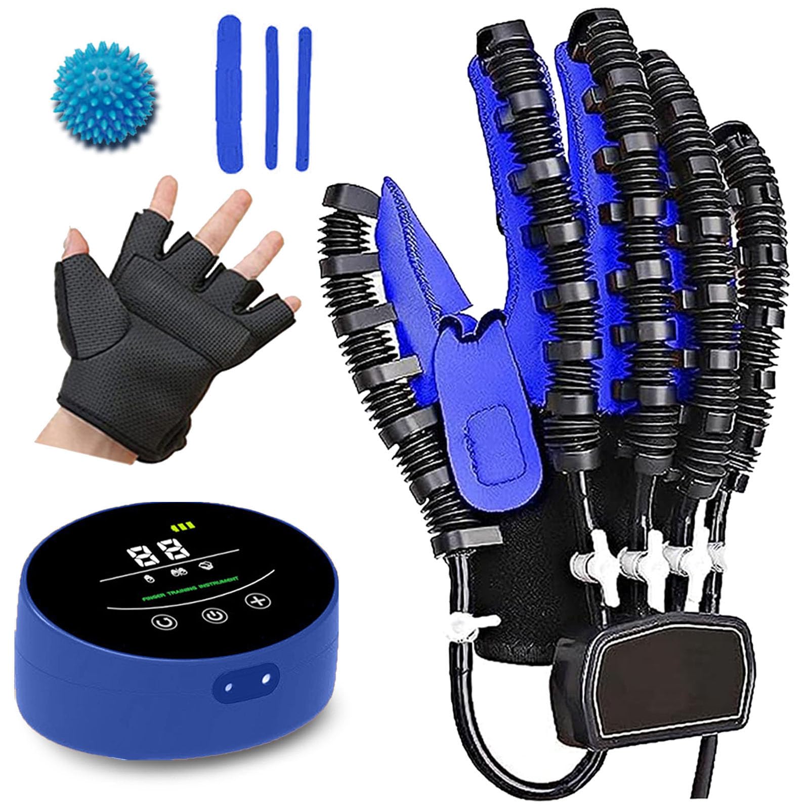 Hand Rehabilitation Gloves Hemiplegie, Finger-Hand-Trainingsgerät Reha Handschuhe, Physiotherapie Arthrose Handschuhe Schlaganfall Hilfsmittel Fingertraining Reha Orthese(Size:Rechts XXL,Color:Blau) Drogerie & Körperpflege
