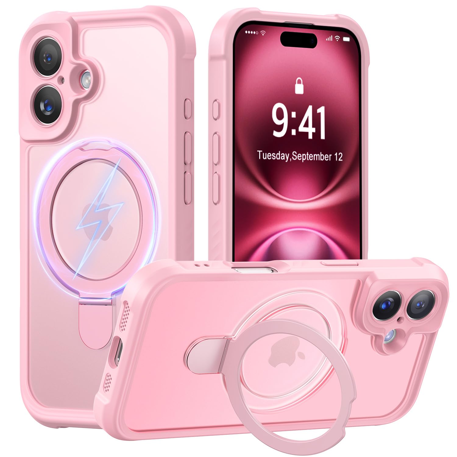 MOCCA Magnetic for iPhone 16 Case with Stand,Pink