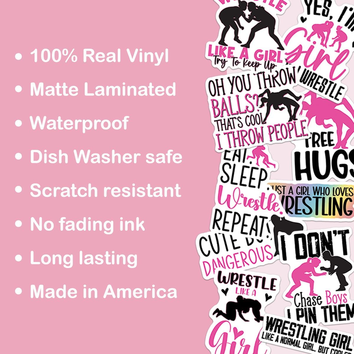 (10pcs) Wrestling Stickers Sheet Funny Wrestle Gifts Sports Lover Wrestler Gifts Funny Multiple Different Design, Waterproof, UV- Resistant, Suitable for Tumbler, Laptop (Wrestling Girl) - Image 4