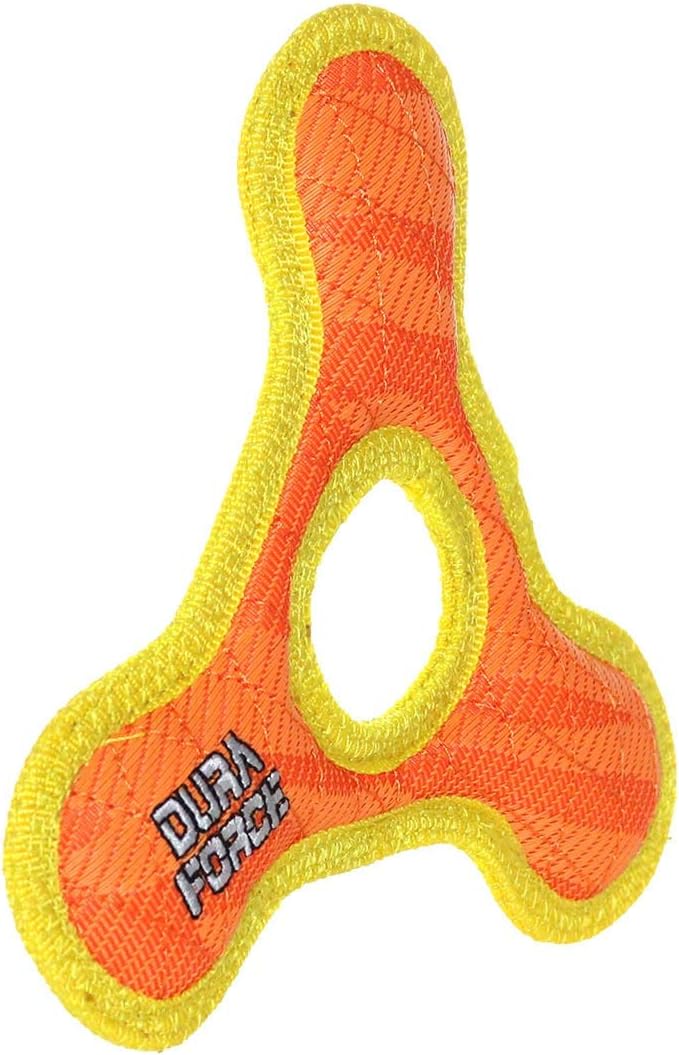 DURA FORCE - Durable Woven Fiber Dog Toy - Multiple Layers. Made Durable, Strong & Tough. Interactive Play (Tug, Toss & Fetch). Machine Washable & Floats (Triangle Ring Orange, Jr 2 Pack)