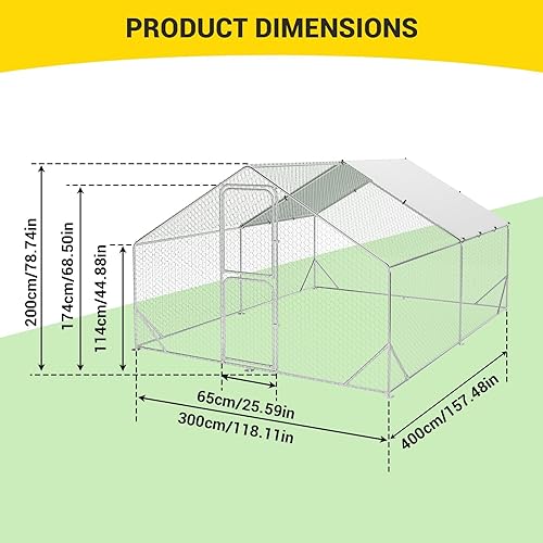Miniatura 19 de Gallinero de metal grande, jaula para aves de corral, corrida de pollo con cubierta impermeable y anti-UV, con puertas con doble cerradura