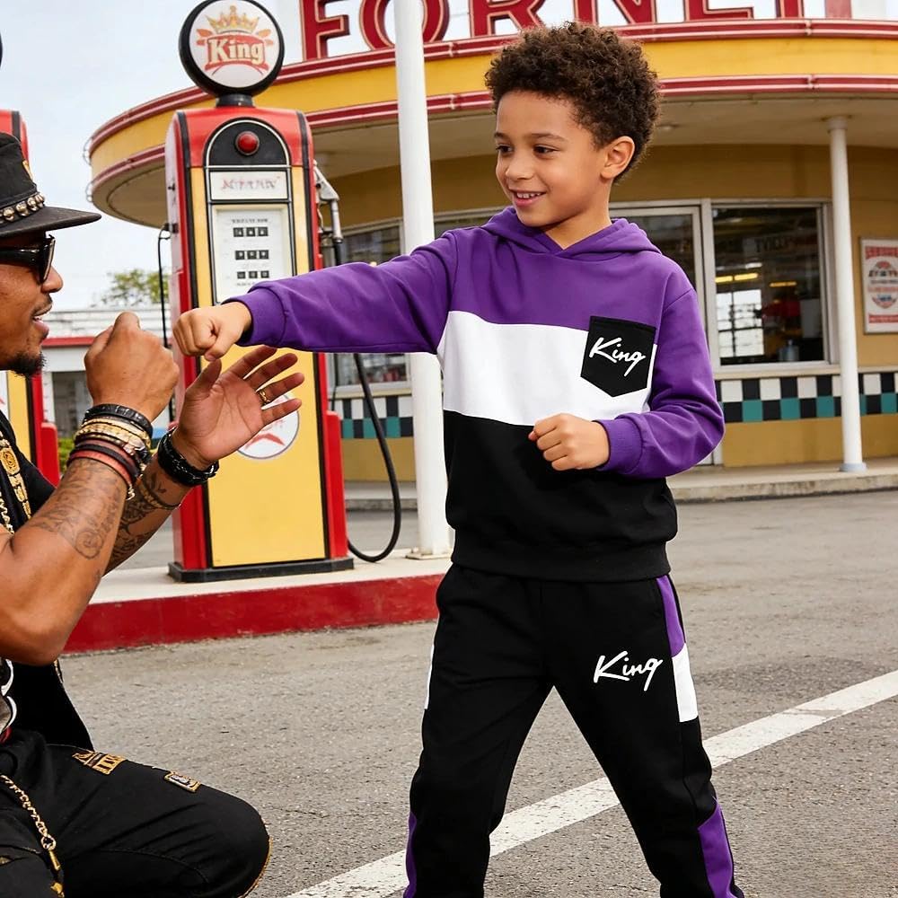 Size 6-12 Years Boys Fashion Clothes Spring Summer Short Sleeve Top & Pants Color Block Clothing Sets - Image 4