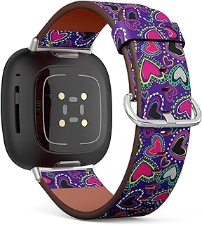 CJBROES Replacement Leather Watch Band, Compatible with Fitbit Versa 3 and Fitbit Sense of Wristband Bracelet Accessory - Girls Creative
