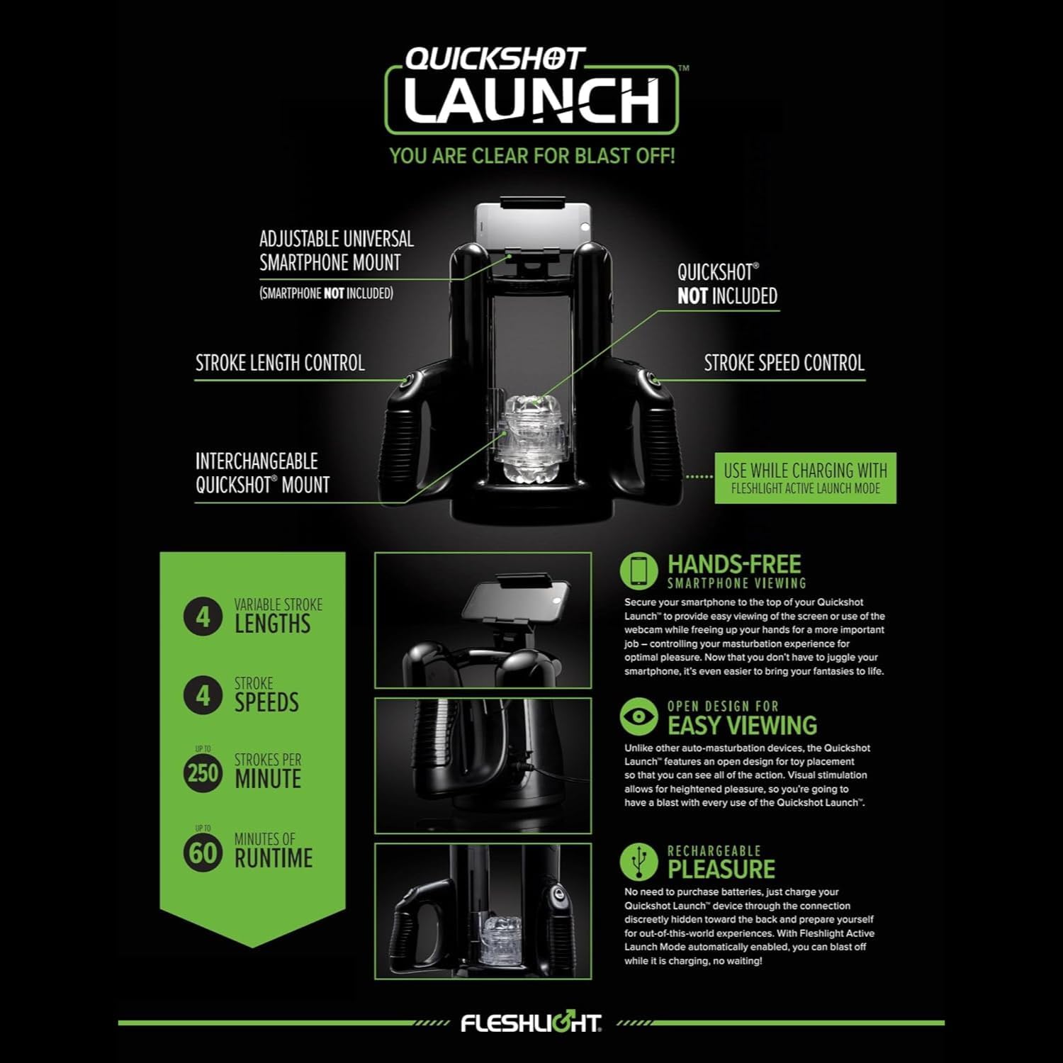 Fleshlight Quickshot Launch - Il tuo masturbatore automatico di Fleshlight che crea i giocattoli sessuali maschili perfetti per gli uomini