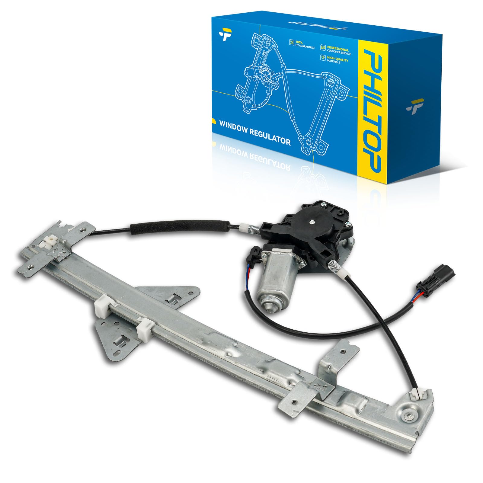 PHILTOP Rear Right Passenger Side Power Window Regulator and Motor Assembly Compatible with 1998-2003 Dodge Durango 2000-2004 Dodge Dakota Replaces 741-599,2 Pins