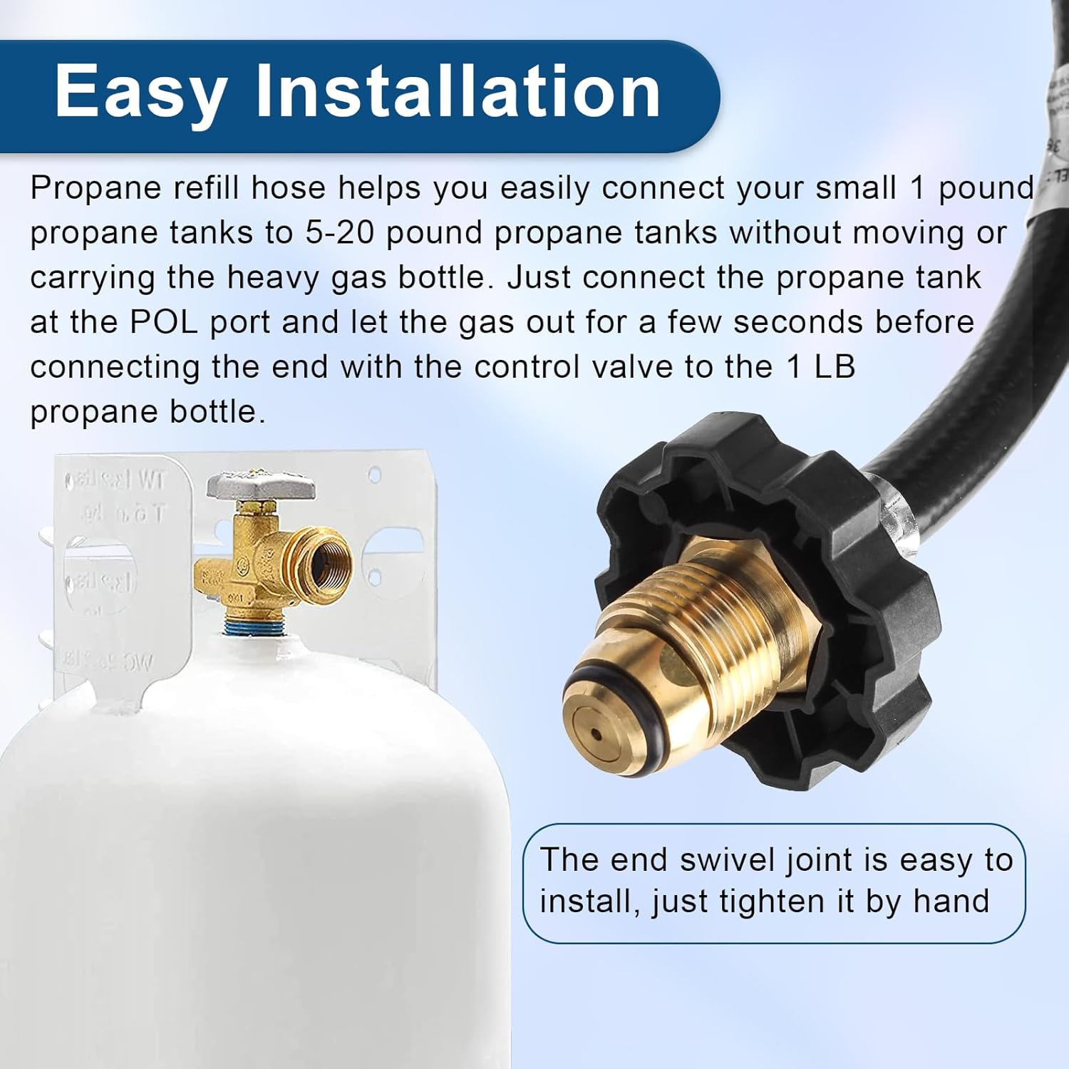 F273704 12-Ft Propane Hose Assembly Compatible With Mr.Heater/Big Buddy Heater Propane Adapter, for Mr Buddy Heater Hose To Propane Tank MH9B MH18B Series & More Indoor
