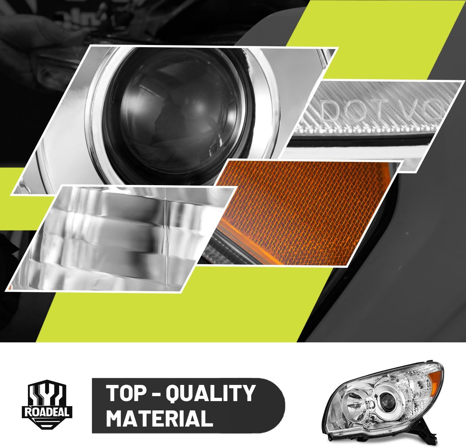 Headlights W/Bulbs for 2006 2007 2008 2009 4Runner Limited Sport SR5 Projector Headlights Headlamp Replacement Chrome Housing Passenger and Driver Side