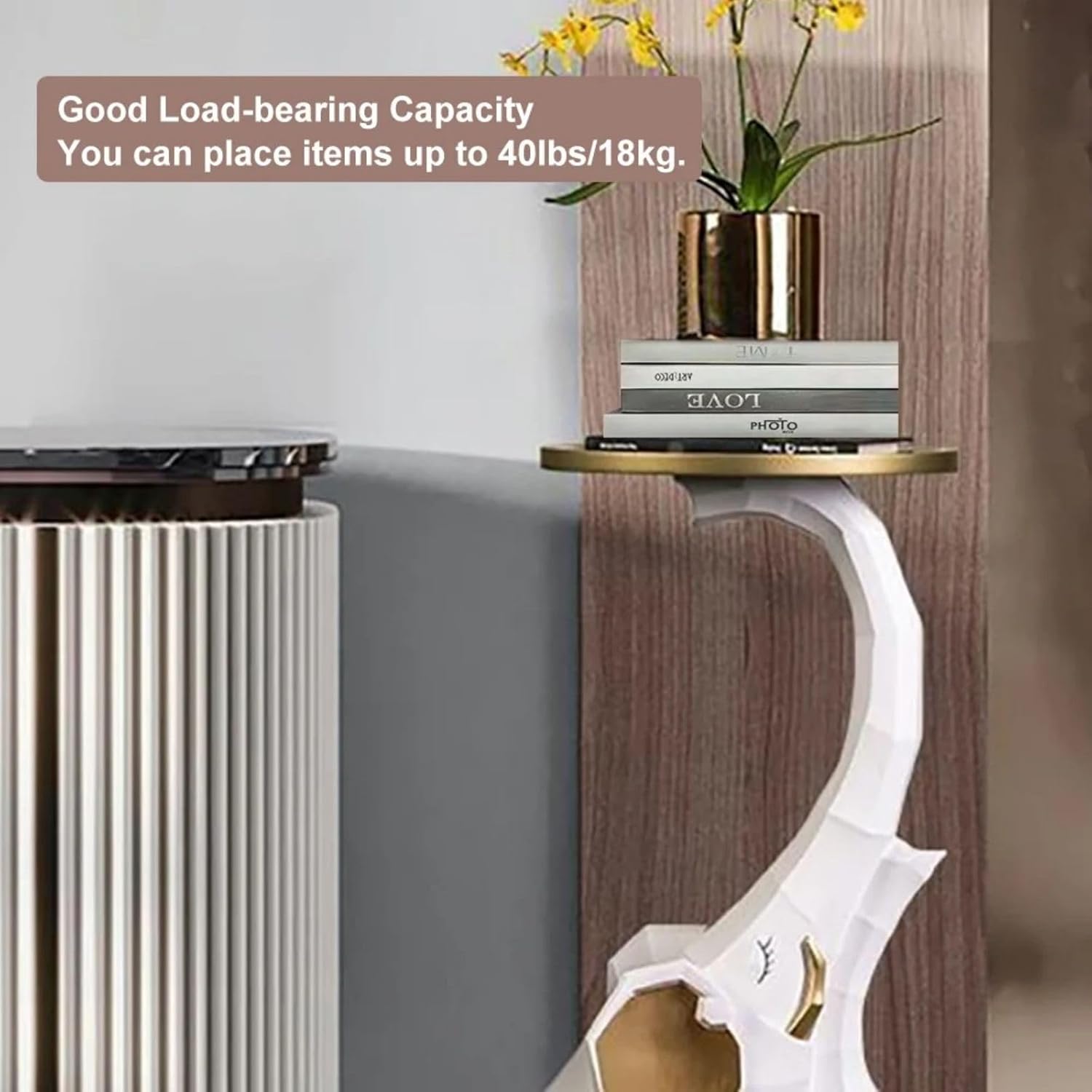 homary Modern End Table with Tray Top Decor Nightstand Elephant Shape Side Table White & Gold