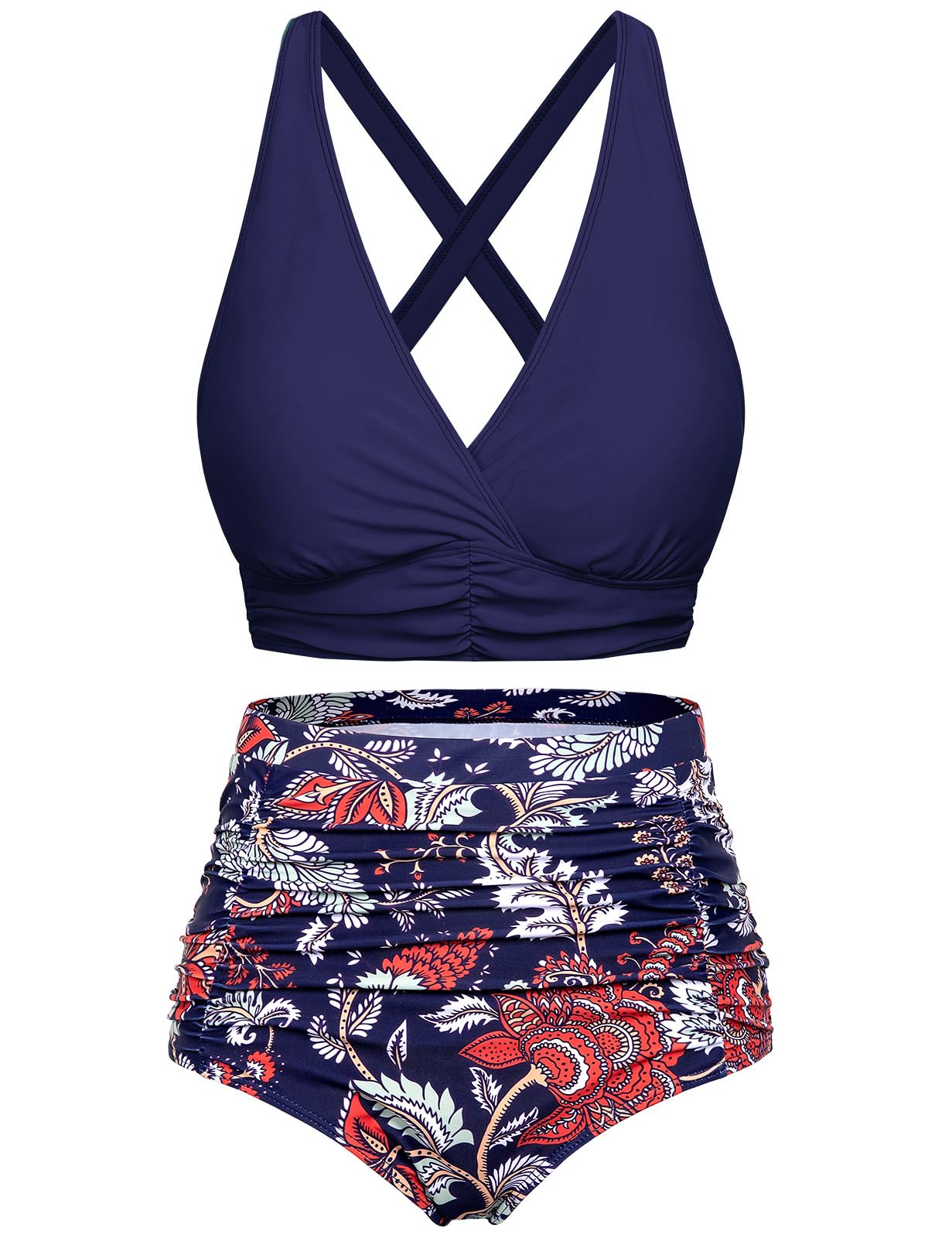 Voqeen Donna Costume da Bagno Vita Alta Push Up Imbottito Reggiseno Bikini Donna Due Pezzi Tummy Control Regolabile Costume da Bagno
