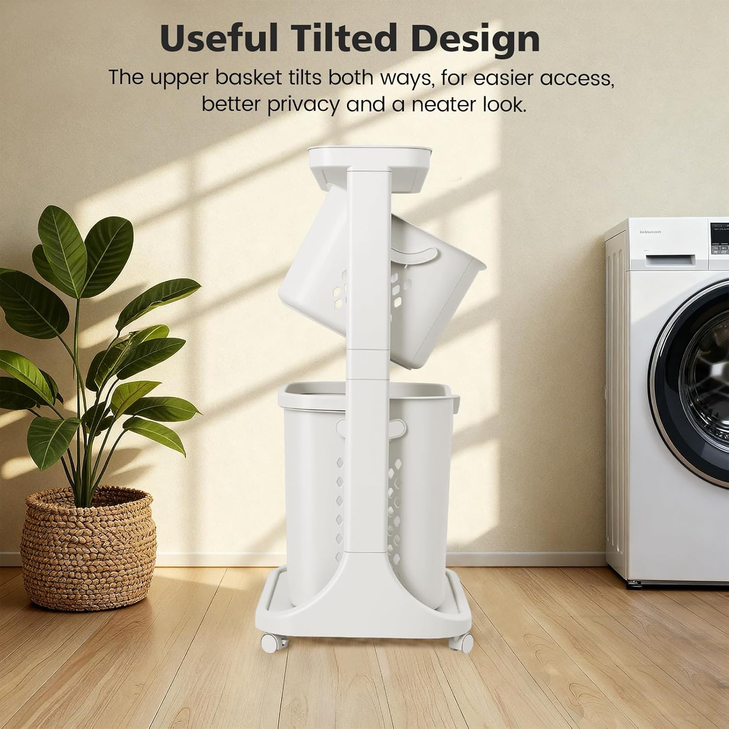 Rolling Laundry Basket Cart with Wheels - Versatile Storage Solution for Kitchen, Bathroom, Bedroom, Classroom & Laundry Room - Space-Saving Design