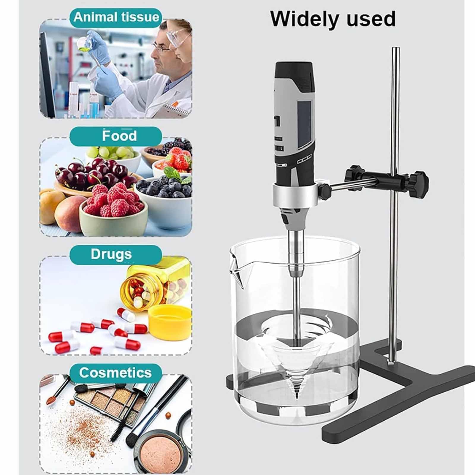 Homogeneizador De Tejido Celular De Laboratorio, Homogeneizador Disperso De 0,5-250 Ml, Con Cabezal De Trabajo Extraíble De 10 Mm, Regulación De Velocidad Continua Y 6 Velocidades Ajustables. ,Grey
