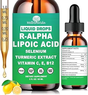 Alpha Lipoic Acid Liquid Drops, ALA Supplement Alpha Lipoic Acid 600mg for Antioxidants Nerve & Energy Metabolism Support, Alpha-Lipoic Acid w. Stabilized R-ALA & S-ALA for Max Bioavailability丨NON-GMO