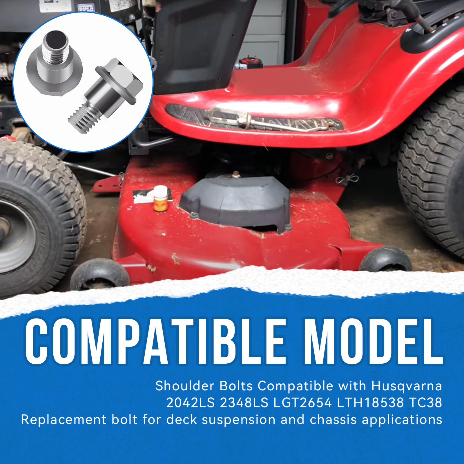 532196539 Perno de hombro compatible con Husqvarna 2042LS 2348LS LGT2654 LTH18538 TC38