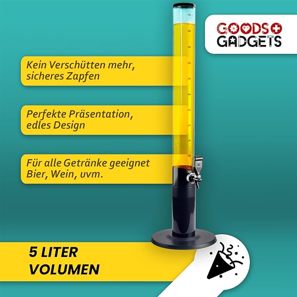 Bierzapfanlage & Biersäule 5L – Premium Getränkespender & Bierturm für Partys – Getränkesäule, Zapfsäule & Trinksäule – Das perfekte Bier Gadget & Aperol Spender - 2
