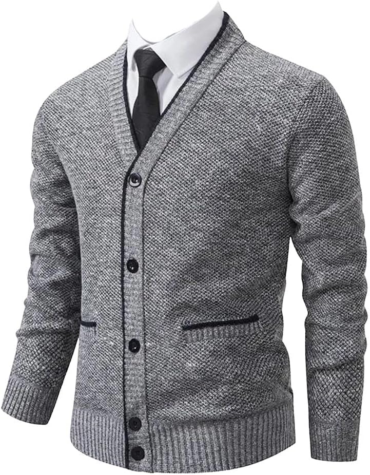 Men’s Knitted Cardigan Casual V-Neck Soft Knit Sweater Comfortable Everyday Wear Layered Winter Top