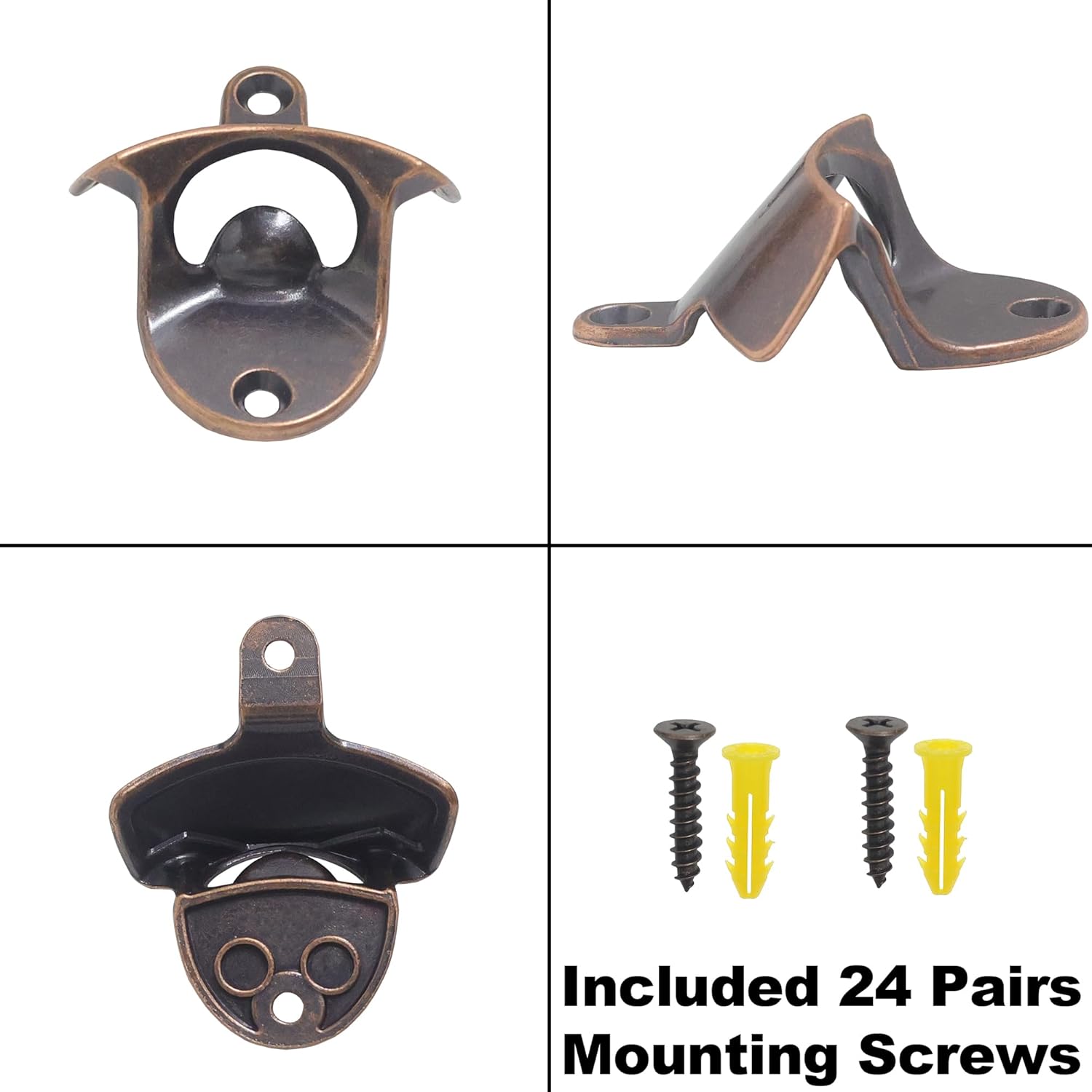 24 Packs Beer Bottle Opener Wall Mounted Bulk, Old Fashion Screw in Wall Soda Top Opener Stainless for DIY Cooler Caddy Table