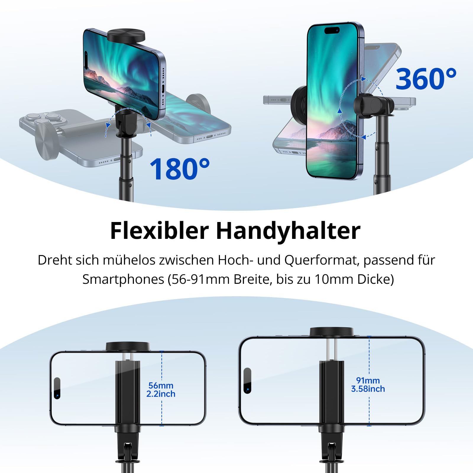 SYNCWIRE Selfie Stick Stativ 136 Cm – Ausziehbar Mit Bluetooth-Fernbedienung & 360° Drehung
