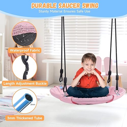 Miniatura 3 de Juego de columpios para patio trasero, 2 en 1 para bebé y columpio de platillo de 24 pulgadas para más de 3 meses, para interiores y exteriores, con