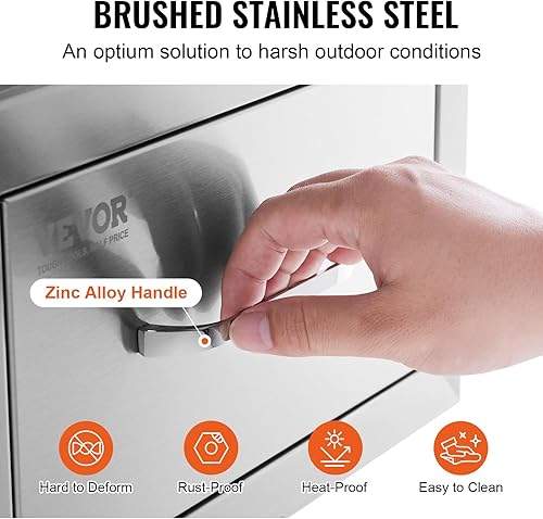 Miniatura 165 de VEVOR Cajones de cocina para exteriores de 14 x 20.3 pulgadas, cajón triple de montaje empotrado, 14 pulgadas de ancho x 20.3 pulgadas de alto x 23