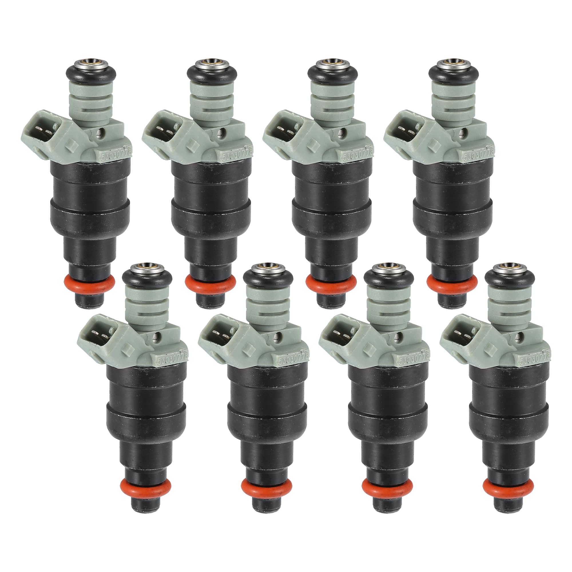 QUARKZMAN Injecteur De Carburant Pour Ram 1500 96-99 8 Pièces | Noir, Métal, 3.3X2.6X7.7Cm, OE 53030778, Joint Torique, 2 Broches, Pour Dodge Pour Ram 2500/3500, Pour Jeep Wrangler