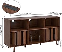 Vista 7 de Soporte grande para tocadiscos, soporte de almacenamiento de discos de vinilo, mesa de tocadiscos con toma de corriente, soporte para almacenamiento