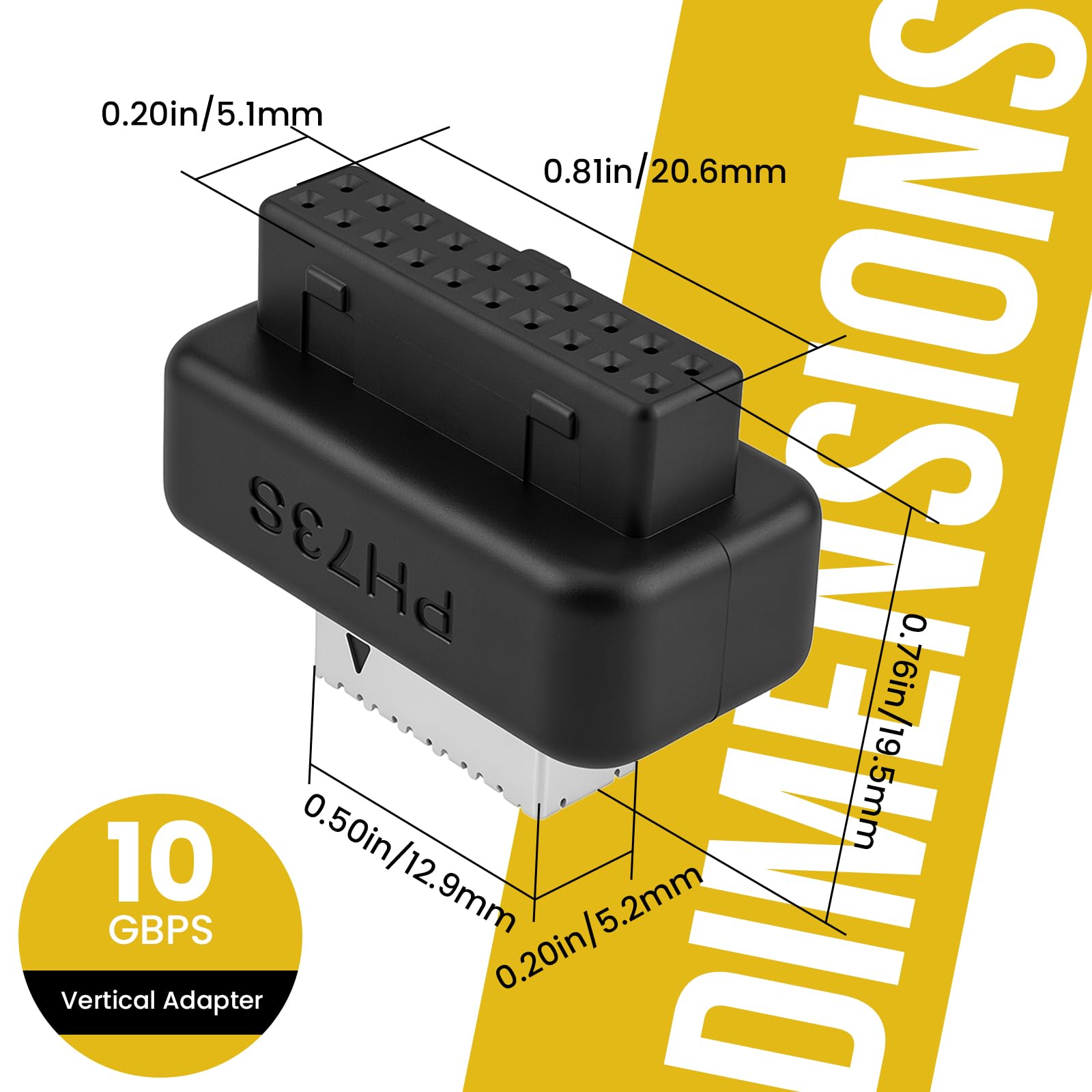 Adaptador de cabecera USB 3.2 Gen 1 a USB 3.2 Gen 2, adaptador interno vertical USB de panel frontal para placa base de PC, USB 3.0 a tipo E/USB C de 19 pines (2 piezas)