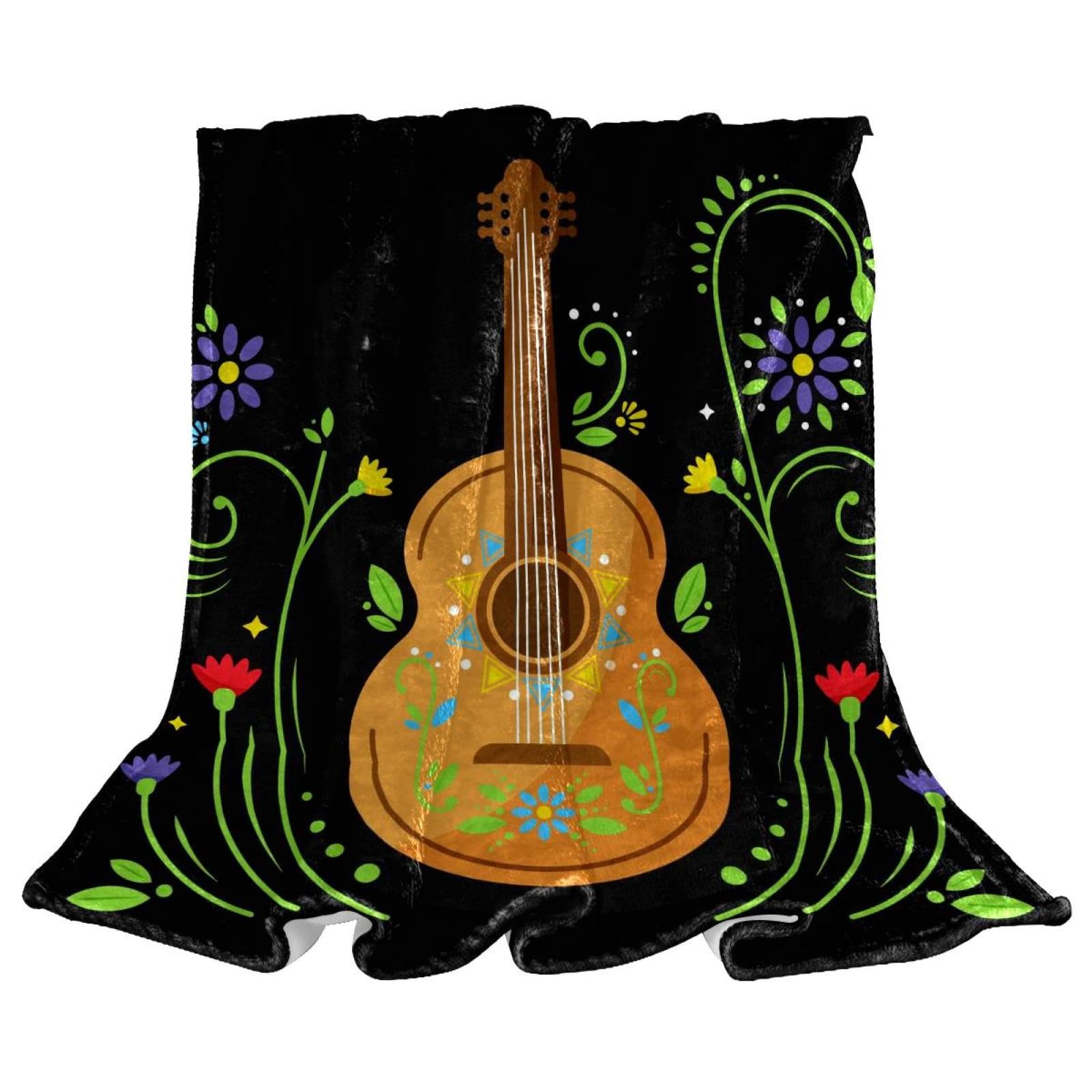 Couverture polaire fleurs guitare haut de gamme jeté de canapé design
